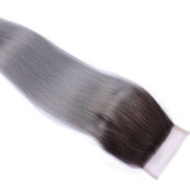 China Dé a 1b atado 4x4 el cabello humano sin procesar del cierre 100 grises del cordón ningún enredo proveedor