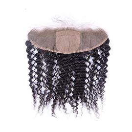 China Pedazo crudo del cierre del frente del cordón del cabello humano de la onda 13x4 del cierre profundo del cordón proveedor