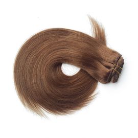 China Clip peruano brasileño de la trama de la máquina del cabello humano de la Virgen de las cutículas llenas en el color de Brown de la extensión del pelo proveedor