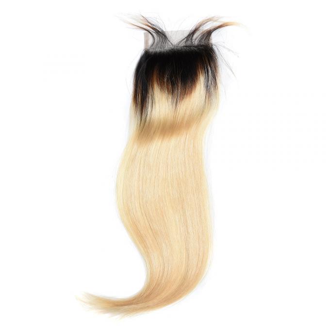 cabello humano puro recto del grado el 100% del color 1b/613 9a del pelo 4x4 del cierre brasileño del cordón