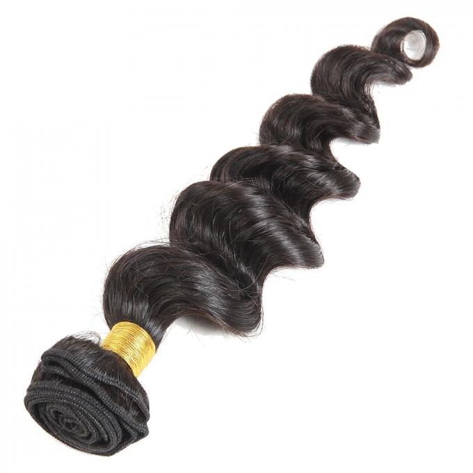 Onda floja de la calidad del pelo brasileño superior de la Virgen con los paquetes del pelo del cierre
