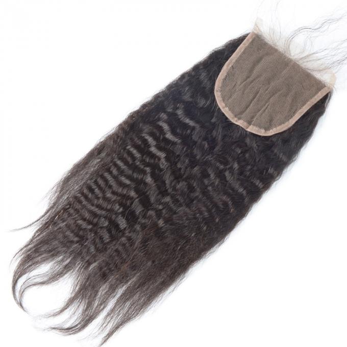 Negro natural del cordón 4x4 del pelo del cierre del cierre de despedida libre peruano del cabello humano