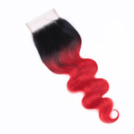 China pelo humano real de la Virgen del cuerpo 1b de la onda el 100% del cierre rojo del cordón 4x4 18 pulgadas proveedor