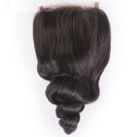 China Cierre completo suave de seda flojo malasio del cabello humano de las cutículas de los extremos del cierre 4X4 de la onda proveedor