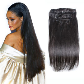 China Coloree la pinza de pelo negra #1 en pedazos gruesos 14 de los clips del cabello humano los 7 de la extensión brasileña del cabello humano proveedor