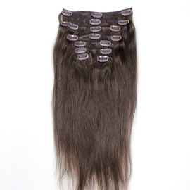 China El clip brasileño oscuro del cabello humano del color #2 de Brown en cutícula de las extensiones del pelo alineó 8pcs 120 gramos proveedor