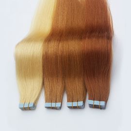 Extensiones del pelo de la cinta de la PU de la trama de la piel de Brown sedosas derecho para las mujeres