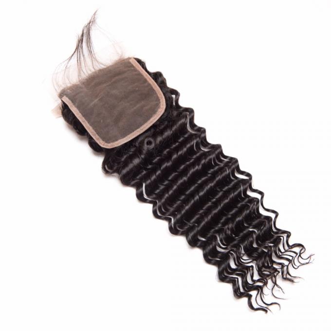 Cordón suizo marrón claro de la onda del top del cordón del cierre del cabello humano del cierre completo profundo brasileño del cordón