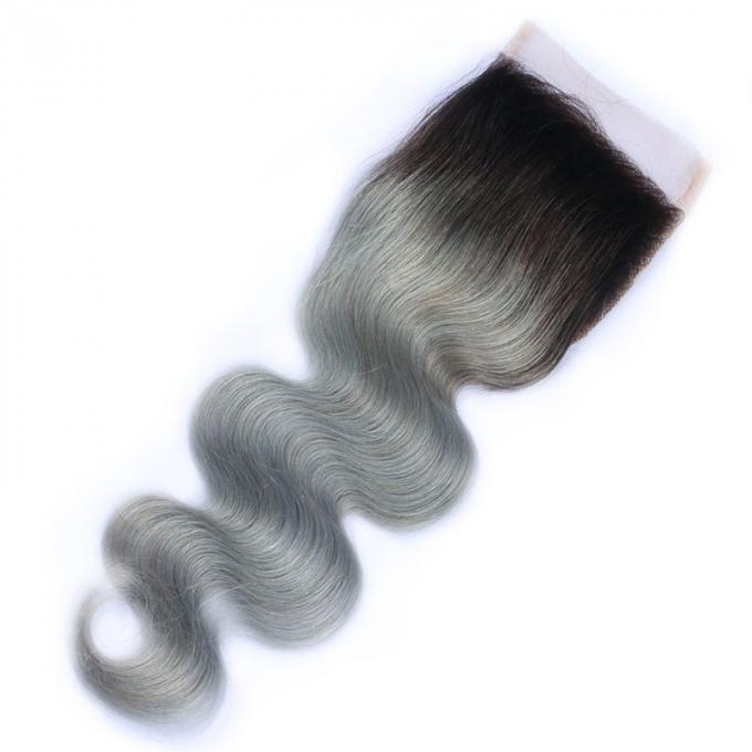 cierre del cordón de la onda 4x4 del cuerpo gris 1b ningún cierre del cordón del pelo rizado de Sheddding